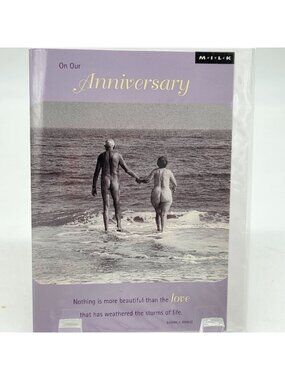 Stationary Greeting Card M.I.L.K On Our Anniversary Card Unclothed Senior Couple